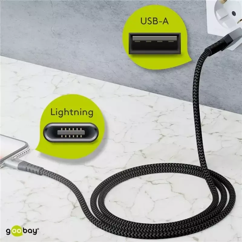 Lightning-Kabel Wentronic 49267 0,5 m Schwarz-Grau