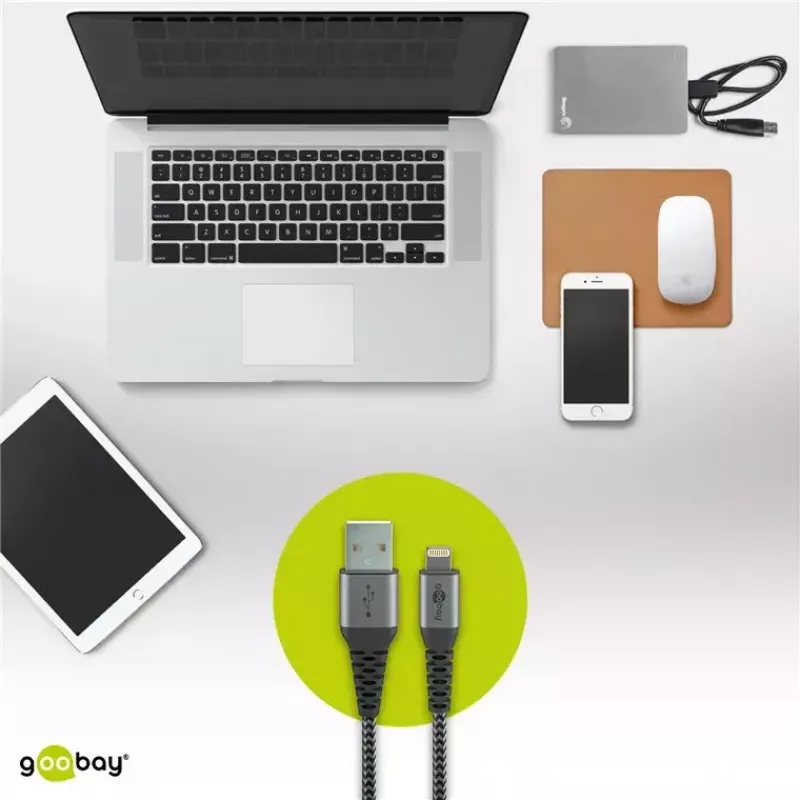 Lightning-Kabel Wentronic 49267 0,5 m Schwarz-Grau