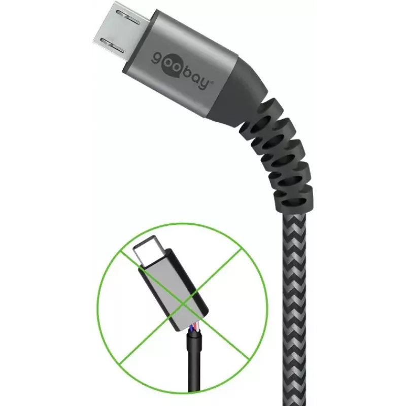USB-Kabel Wentronic 49282 USB 2.0 1 m Micro-USB B USB A Schwarz Grau