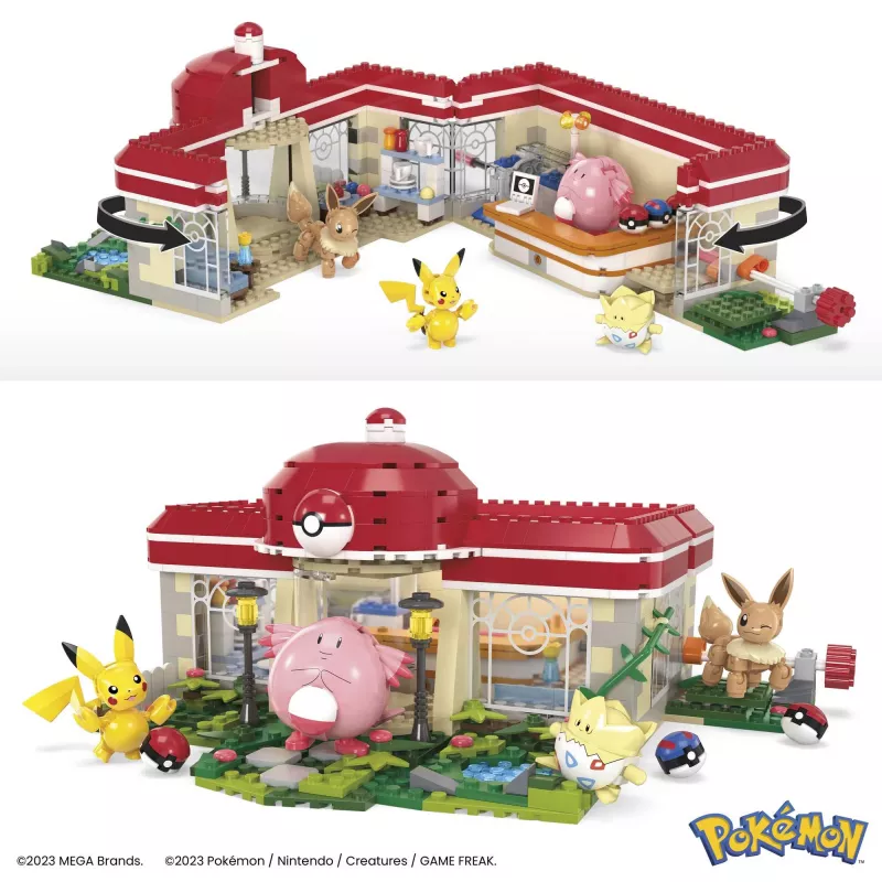 MEGA Pokémon Bauset, Wald-Center (648 Teile) mit 4 Actionfiguren