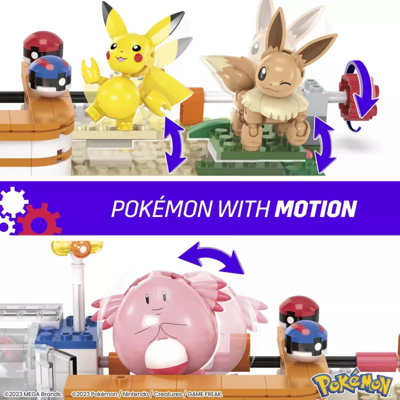 MEGA Pokémon Bauset, Wald-Center (648 Teile) mit 4 Actionfiguren