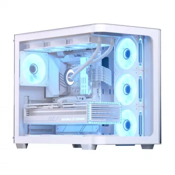 PC-Gehäuse Aerocool P500C Midi Tower Weiß ATX Seitliches Netzteil 3x 120 mm Lüfter