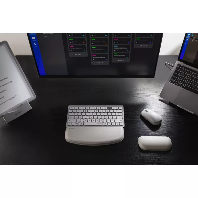 Kensington ErgoSoft Handgelenkauflage für Standard-Maus, Grau, Kunstleder, Gel, Taiwan, MIL-STD-810H Methode 504.3 Kontamination durch Flüssigkeiten, 200 g, 1 Stück
