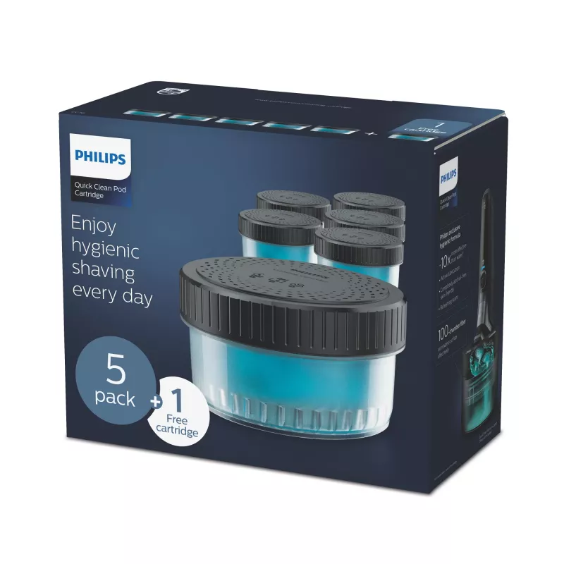 Philips Quick Clean Pod-Kartusche CC16/50 6er-Pack Reinigungskartuschen für elektrische Rasiererköpfe