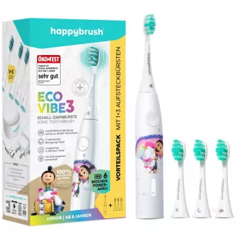 Elektrische Zahnbürste Happybrush ECO VIBE KIDS Agnes + 3 Ersatzbürsten