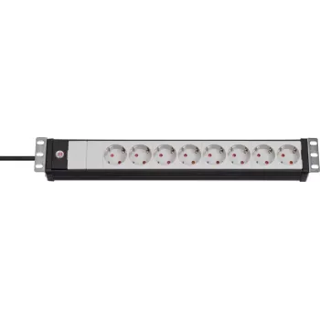 BRENNENSTUHL Steckdosenleiste - Premium-Line 19 Zoll Für Schaltschränke 8-fach Schwarz/Hellgrau - 3m Grau