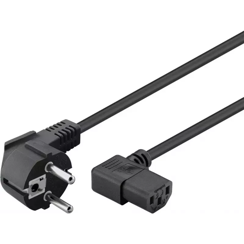 Goobay abgewinkeltes IEC-Kabel 5m Schwarz Netzstecker Typ F IEC C13