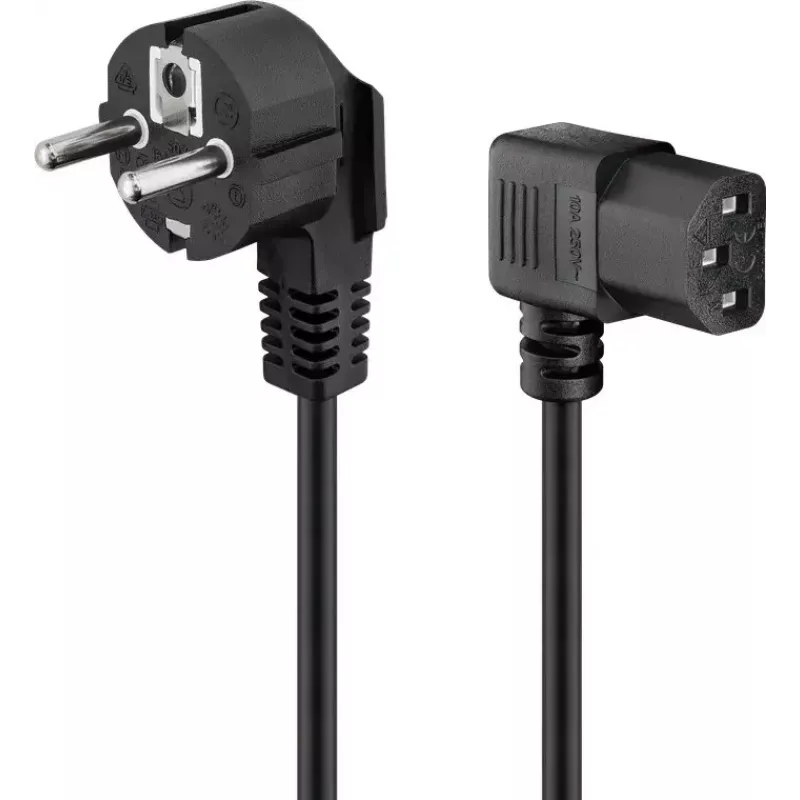 Goobay abgewinkeltes IEC-Kabel 5m Schwarz Netzstecker Typ F IEC C13
