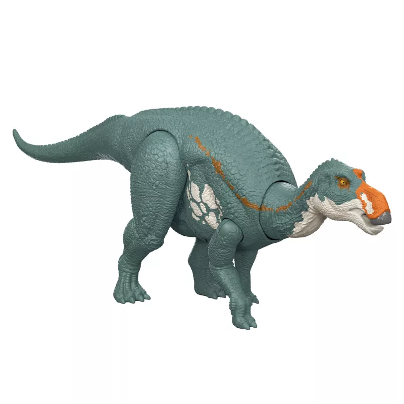 Jurassic World Rebirth Wild Roar Maiasaura Dinosaurier-Spielzeug, schwanzgesteuerter Angriffsbiss und Sound