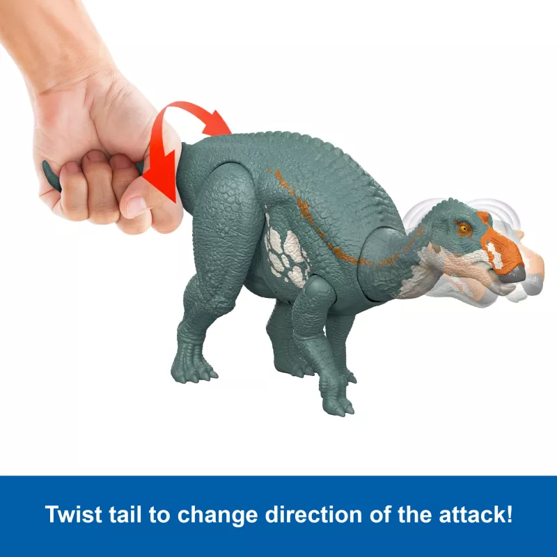 Jurassic World Rebirth Wild Roar Maiasaura Dinosaurier-Spielzeug, schwanzgesteuerter Angriffsbiss und Sound