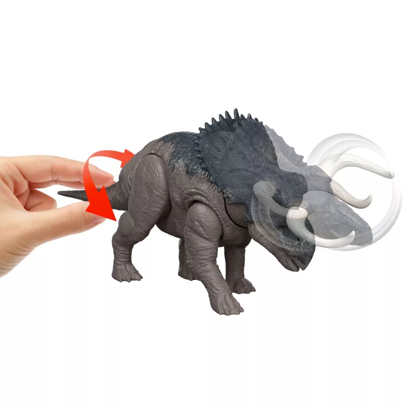 Jurassic World Rebirth Wild Roar Nasutoceratops Dinosaurier-Spielzeug, schwanzgesteuerter Angriffsbiss und Sound