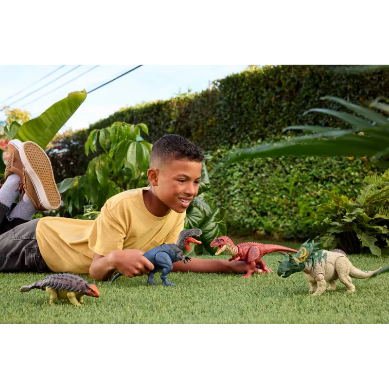 Jurassic World Rebirth Wild Roar Utahraptor Dinosaurier-Spielzeug, schwanzgesteuerter Angriffsbiss & Sound