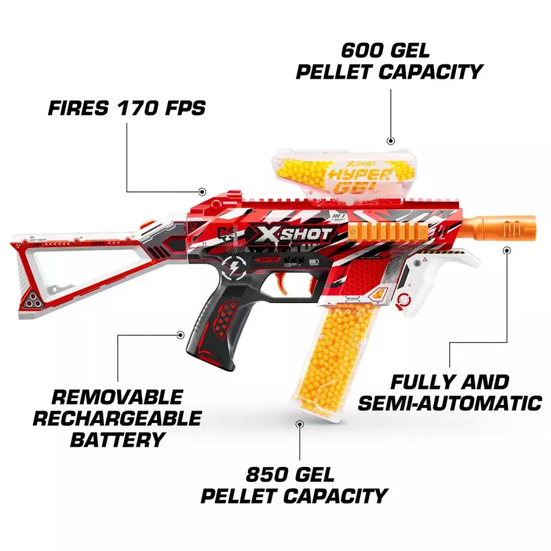 Spielzeug-Blaster Zuru X-Shot Blaster Trace Fire 70FPS Set 1500 Kugeln, 36621