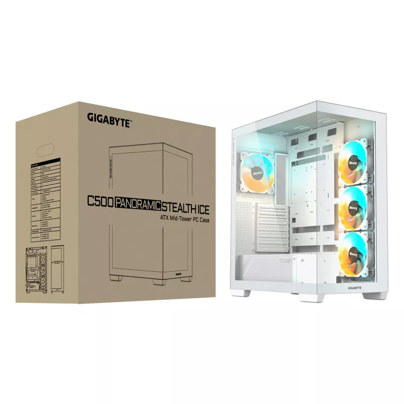GIGABYTE C500 PANORAMIC STEALTH Midi Tower Weiß
