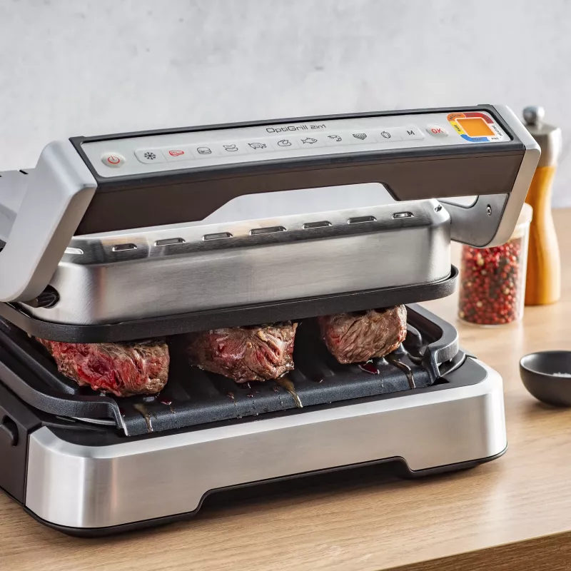 Kontaktgrill Tefal OptiGrill 2in1 GC773D Edelstahl 2100 W