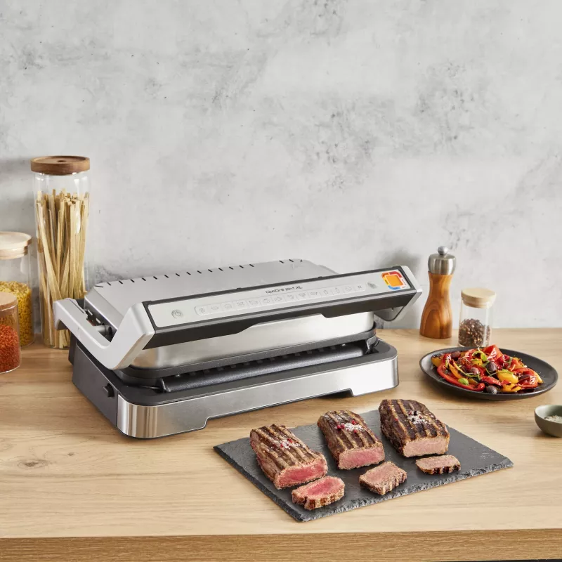 Kontaktgrill Tefal OptiGrill 2in1 GC773D Edelstahl 2100 W