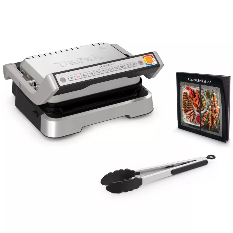 Kontaktgrill Tefal OptiGrill 2in1 GC773D Edelstahl 2100 W