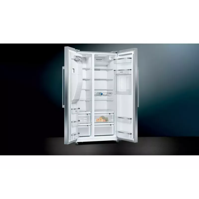 Side-by-Side-Kühlschrank Siemens iQ500 KA93GAIEP – freistehend, 560 l Gesamtvolumen, Kühlteil 369 l, Gefrierteil 191 l, Energieklasse E, Edelstahl