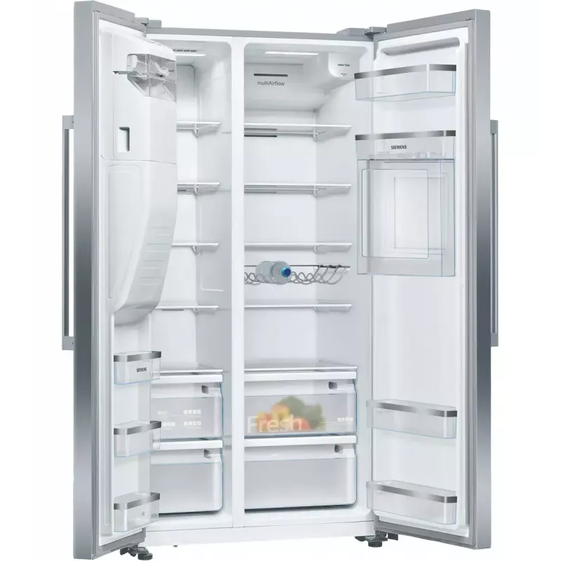 Side-by-Side-Kühlschrank Siemens iQ500 KA93GAIEP – freistehend, 560 l Gesamtvolumen, Kühlteil 369 l, Gefrierteil 191 l, Energieklasse E, Edelstahl