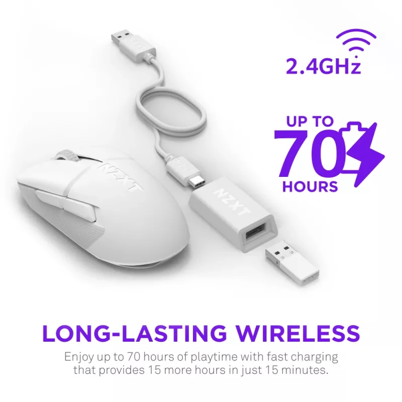 NZXT Lift Elite Wireless Gaming-Maus Weiß