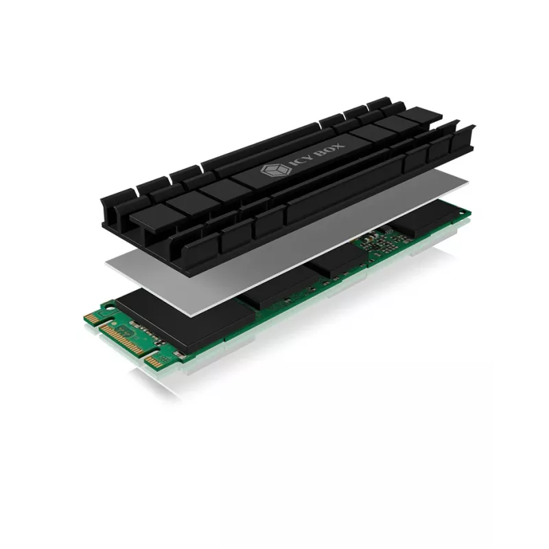 ICY BOX IB-M2HS-701 M.2 NVMe SSD Kühlkörper/Kühler Schwarz 1 Stk.