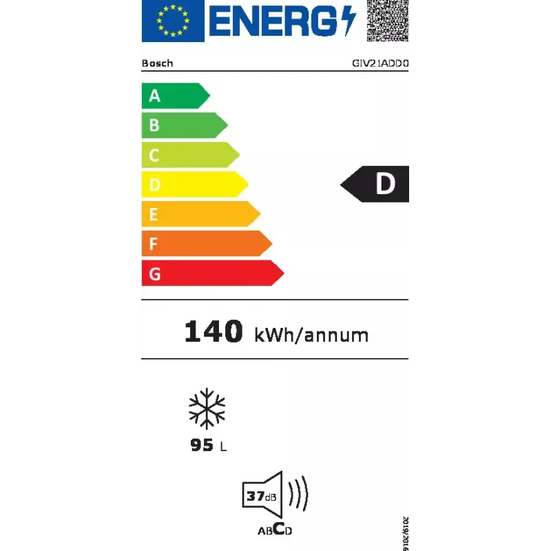 Einbau-Gefrierschrank Bosch Serie 6 GIV21ADD0 — 95 L, 4* Sterne, Energieklasse D, Türanschlag rechts
