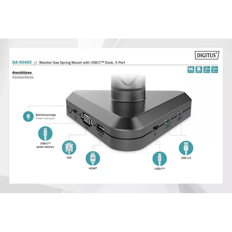 Monitorhalterung Digitus DA-90405 mit Dockingstation