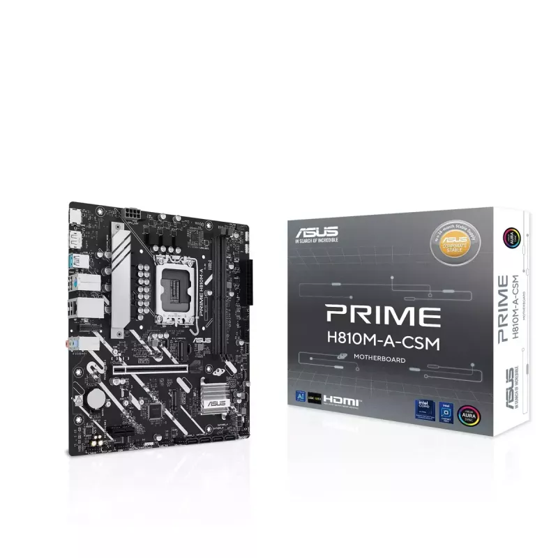 Motherboard ASUS PRIME H810M-A-CSM — Intel H810, LGA 1851, microATX, 2× DDR5 DIMM (bis zu 128 GB), 2× M.2, 4× SATA III, PCIe 4.0