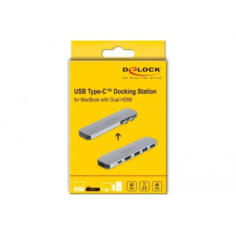 Dockingstation DeLOCK Dockingstation für MacBook Dual HDMI 4K PD Hub