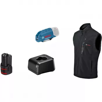 Bosch GHV 12+18V XA Professional beheizte Weste Größe 3XL schwarz mit Ladegerät und Akku