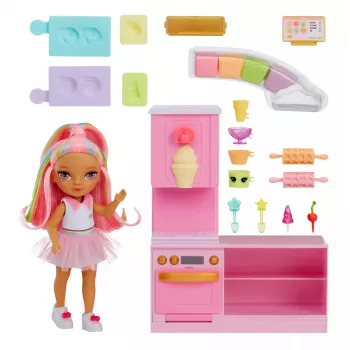 Rainbow High Little Dessert Shop mit Kandy Playset, Modepuppe, weiblich, 4 Jahre, 140 mm, mehrfarbig