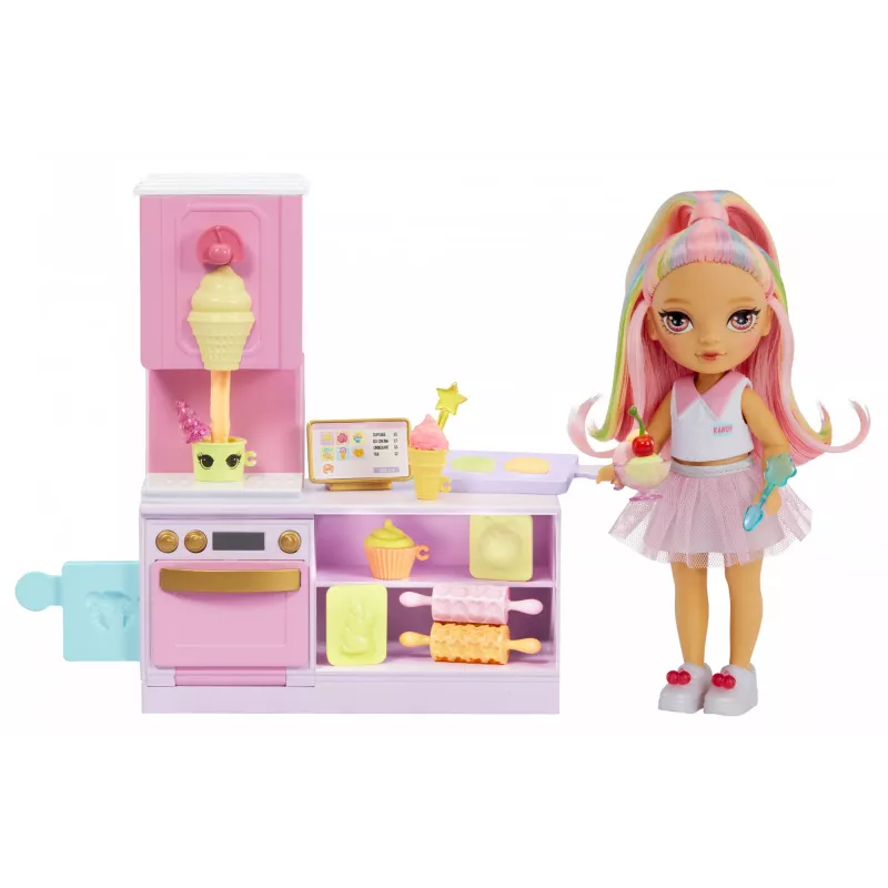 Rainbow High Little Dessert Shop mit Kandy Playset, Modepuppe, weiblich, 4 Jahre, 140 mm, mehrfarbig