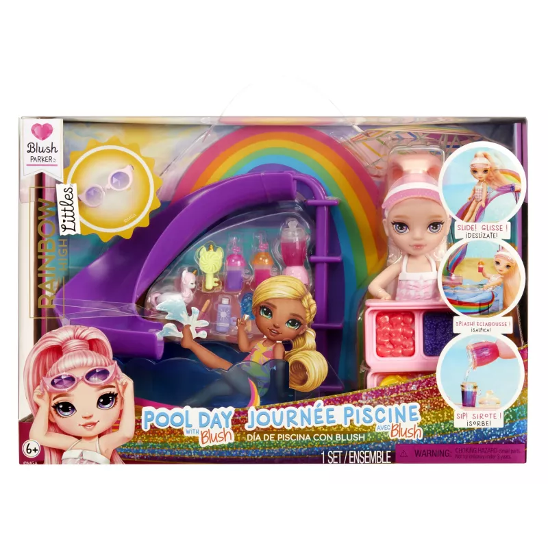 Rainbow High Little Pool Day with Blush Playset, Modepuppe, Weiblich, 4 Jahr(e), 140 mm, Mehrfarbig