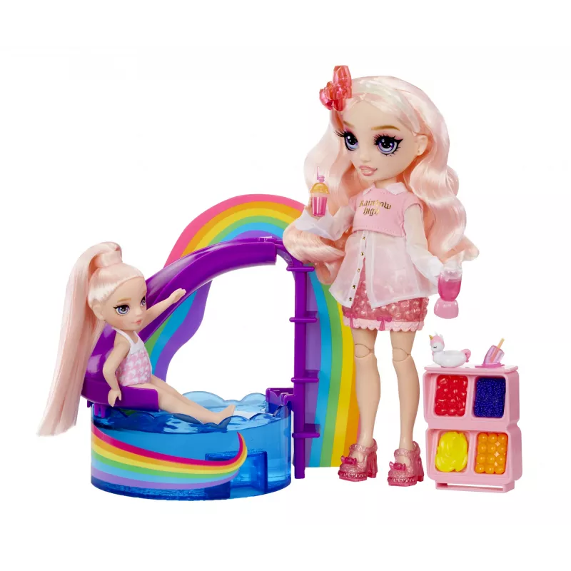 Rainbow High Little Pool Day with Blush Playset, Modepuppe, Weiblich, 4 Jahr(e), 140 mm, Mehrfarbig