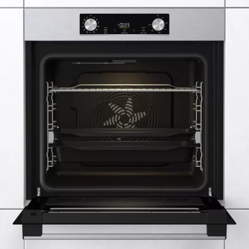 Einbau-Elektrobackofen Gorenje BIGSPACE 77 L 3500 W — weiß, Touch- und Drehregler, Halogenlampe