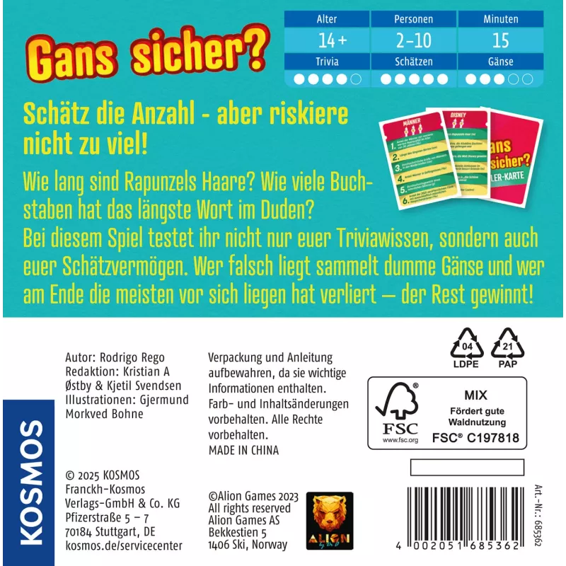 Kosmos 47856223 Brett-/Kartenspiel 15 min Raten