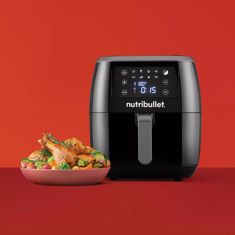 Heißluftfritteuse NUTRIBULLET XXL Digital Heißluftfritteuse 7 L 1800 W Schwarz, 8 Programme, Touch-Steuerung