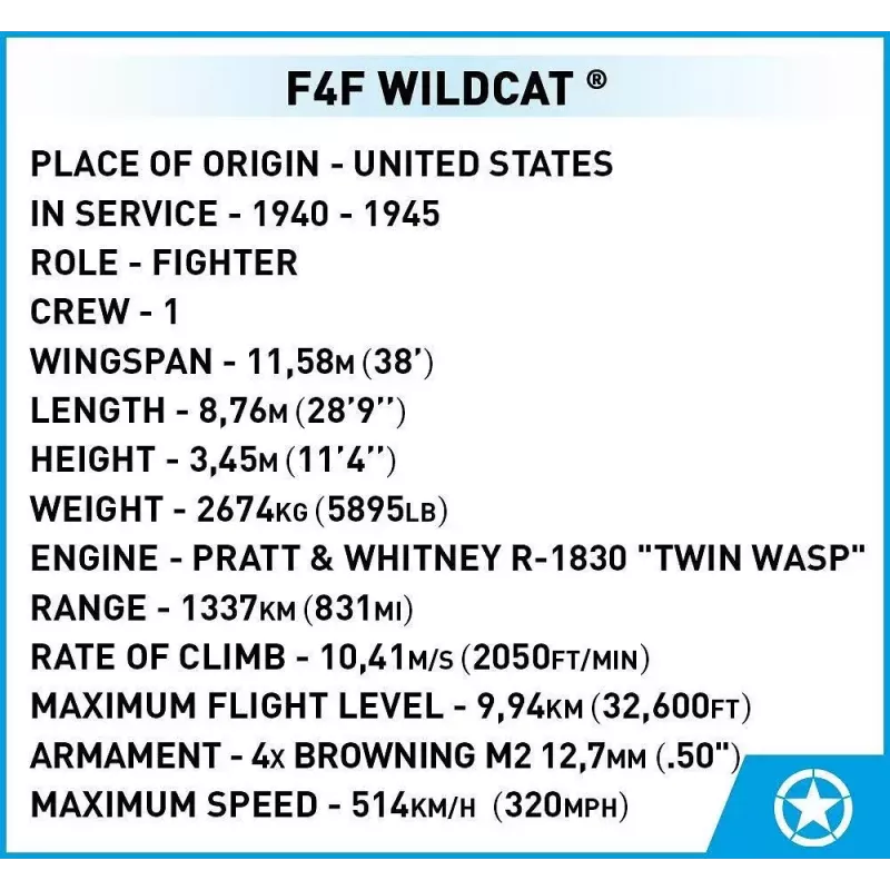 Bausteine COBI F4F Wildcat Northrop Grumman 375 Teile