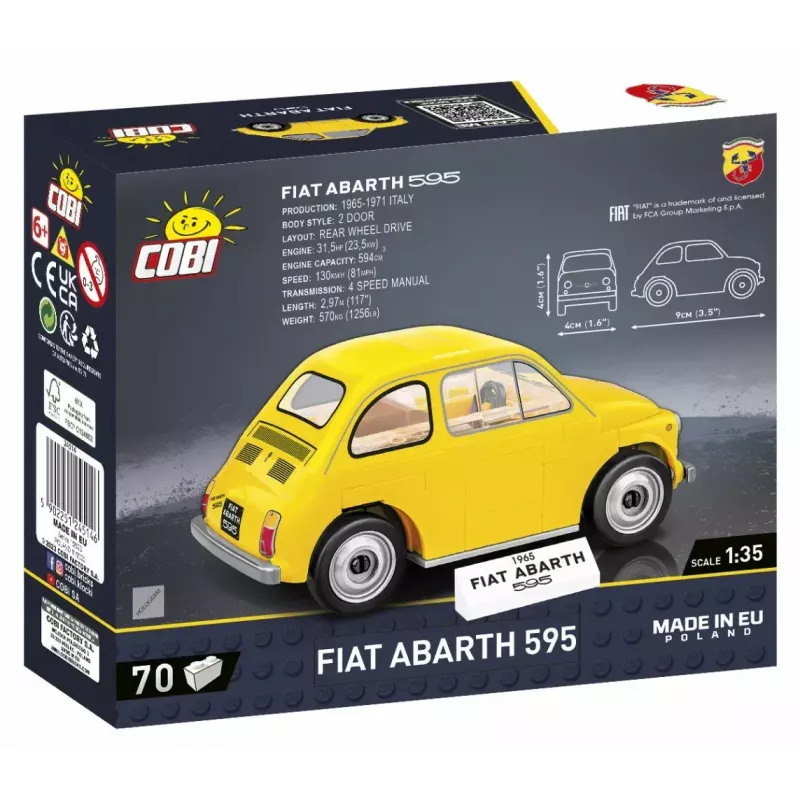 Konstruktionsspielzeug Cobi Fiat Abarth 595 Modell 24514 — Maßstab 1:35, sammelbares Baufahrzeug