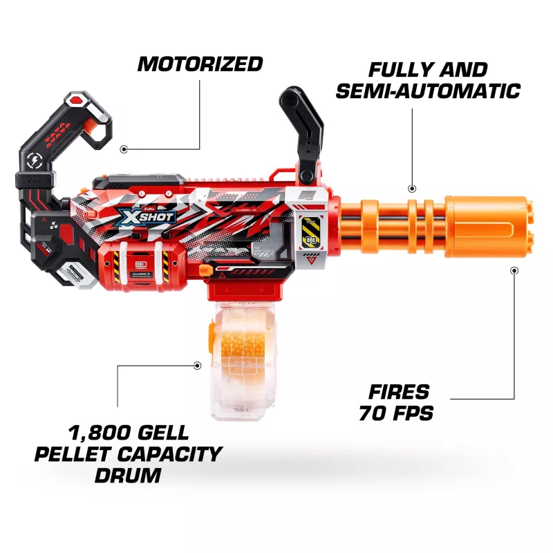 Gel Blaster Zuru XSHOT Hyper Gel Gatling Blaster – motorisierter Spielzeug-Blaster mit rotierendem Lauf