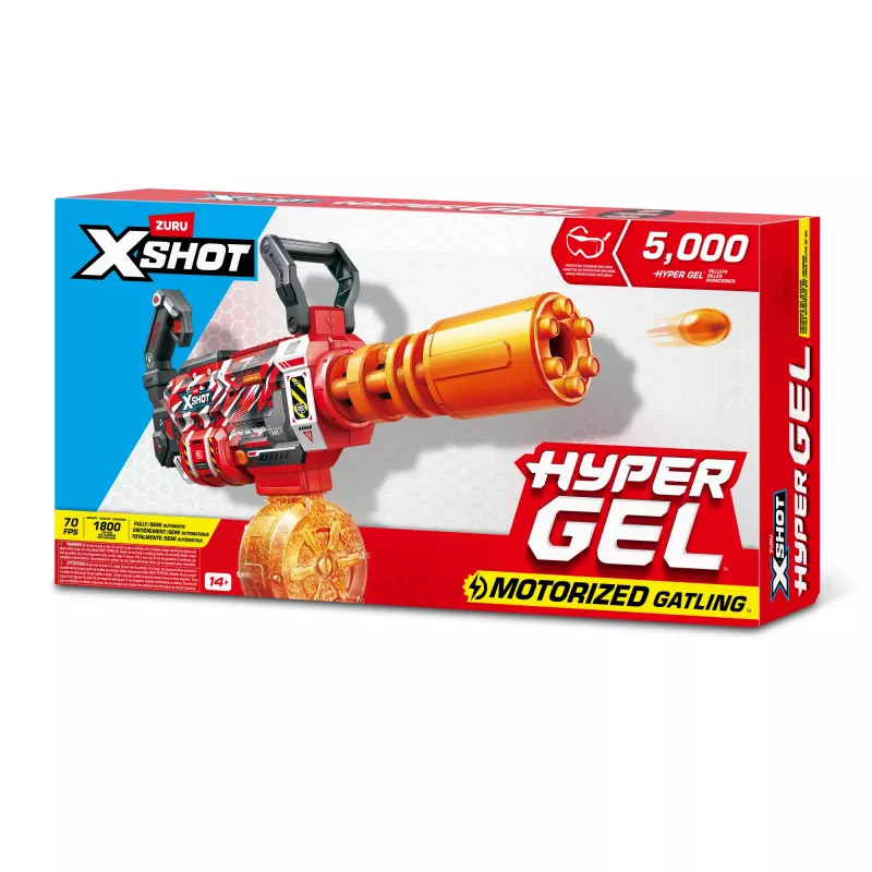 Gel Blaster Zuru XSHOT Hyper Gel Gatling Blaster – motorisierter Spielzeug-Blaster mit rotierendem Lauf