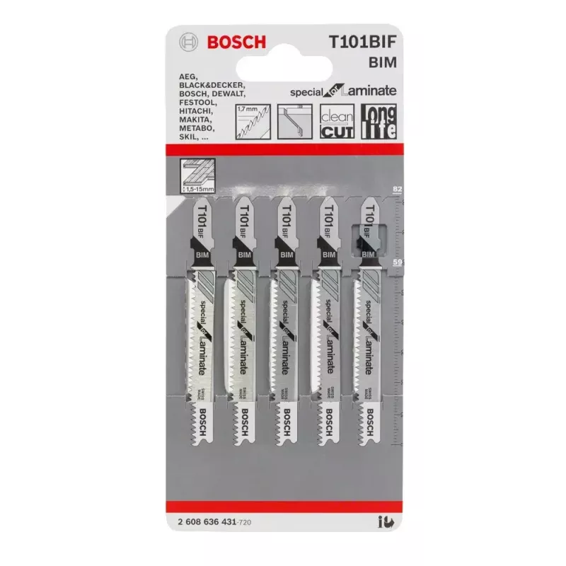 Bosch 2 608 636 431 Stichsäge-/Scrollsäge-/Säbelsägeblatt Stichsägeblatt Bimetall 5 Stück