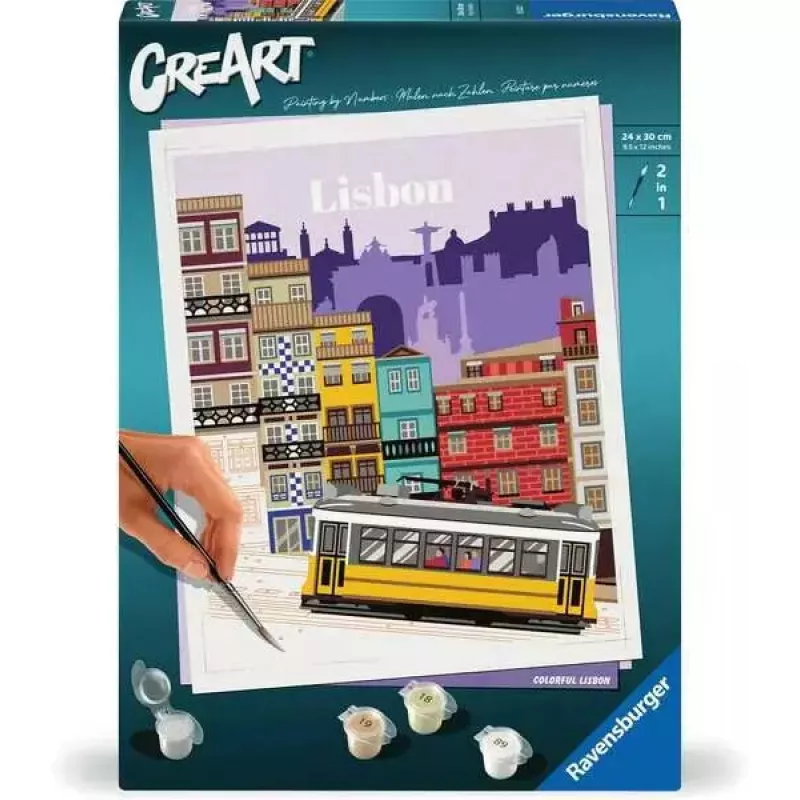 Puzzlekit Ravensburger CreArt Colorful Lisbon — Malen-nach-Zahlen-Puzzle, Modell 25522