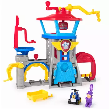 PAW Patrol : Air Rescue, Pup Squad Adventure Bay Airport Playset, mit Chase-Spielzeugauto & Fahrzeugwerfer, Kinderspielzeug für Jungen und Mädchen ab 3 Jahren