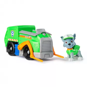 PAW Patrol, Rockys Recycling-LKW, Spielzeugauto mit sammelbarer Actionfigur, nachhaltiges Spielzeug für Jungen und Mädchen ab 3 Jahren
