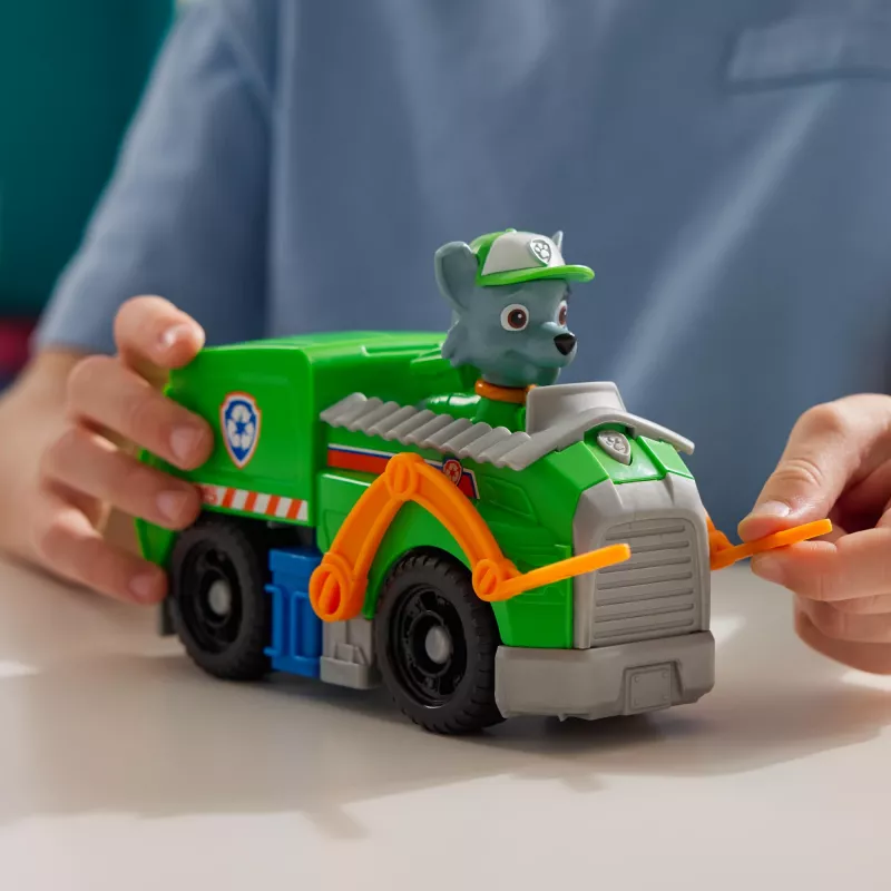 PAW Patrol, Rockys Recycling-LKW, Spielzeugauto mit sammelbarer Actionfigur, nachhaltiges Spielzeug für Jungen und Mädchen ab 3 Jahren