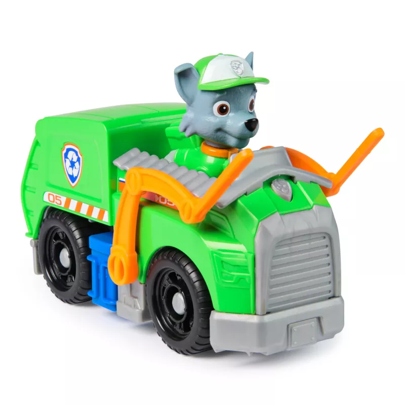 PAW Patrol, Rockys Recycling-LKW, Spielzeugauto mit sammelbarer Actionfigur, nachhaltiges Spielzeug für Jungen und Mädchen ab 3 Jahren