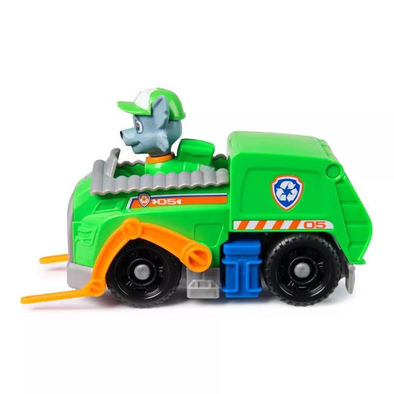 PAW Patrol, Rockys Recycling-LKW, Spielzeugauto mit sammelbarer Actionfigur, nachhaltiges Spielzeug für Jungen und Mädchen ab 3 Jahren