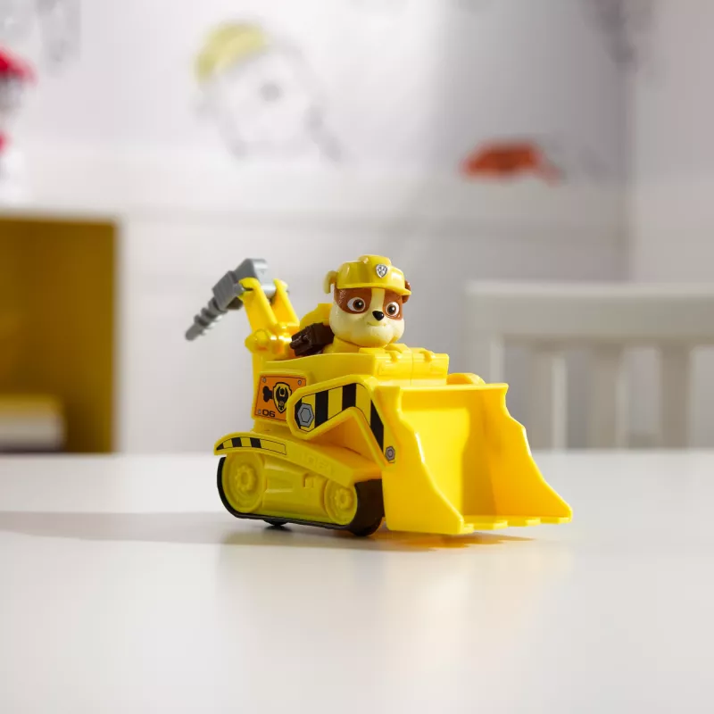 PAW Patrol, Rubbles Bulldozer Spielzeug-LKW mit Sammel-Actionfigur, nachhaltig bewusste Kinderspielzeuge für Jungen & Mädchen ab 3 Jahren