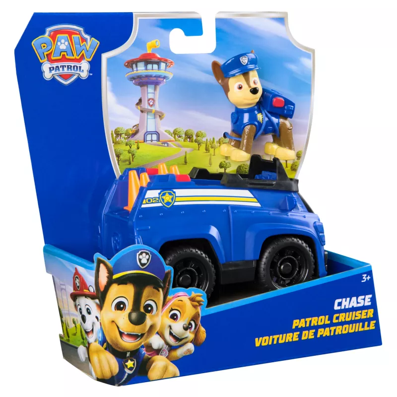 PAW Patrol, Chases Einsatzwagen, Spielzeugauto mit Sammelfigur, nachhaltiges Kinderspielzeug für Jungen und Mädchen ab 3 Jahren